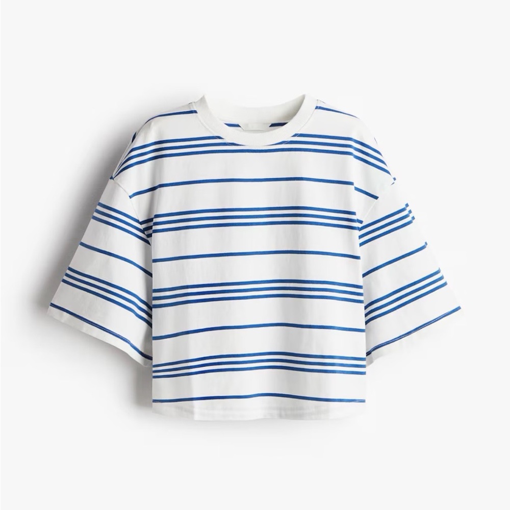 Blue and White Striped Womens Shirt